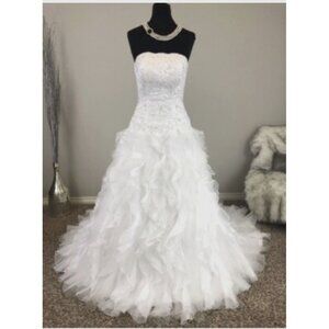 Monique Luo David's Bridal White Wedding Gown Size 8 CH515‎